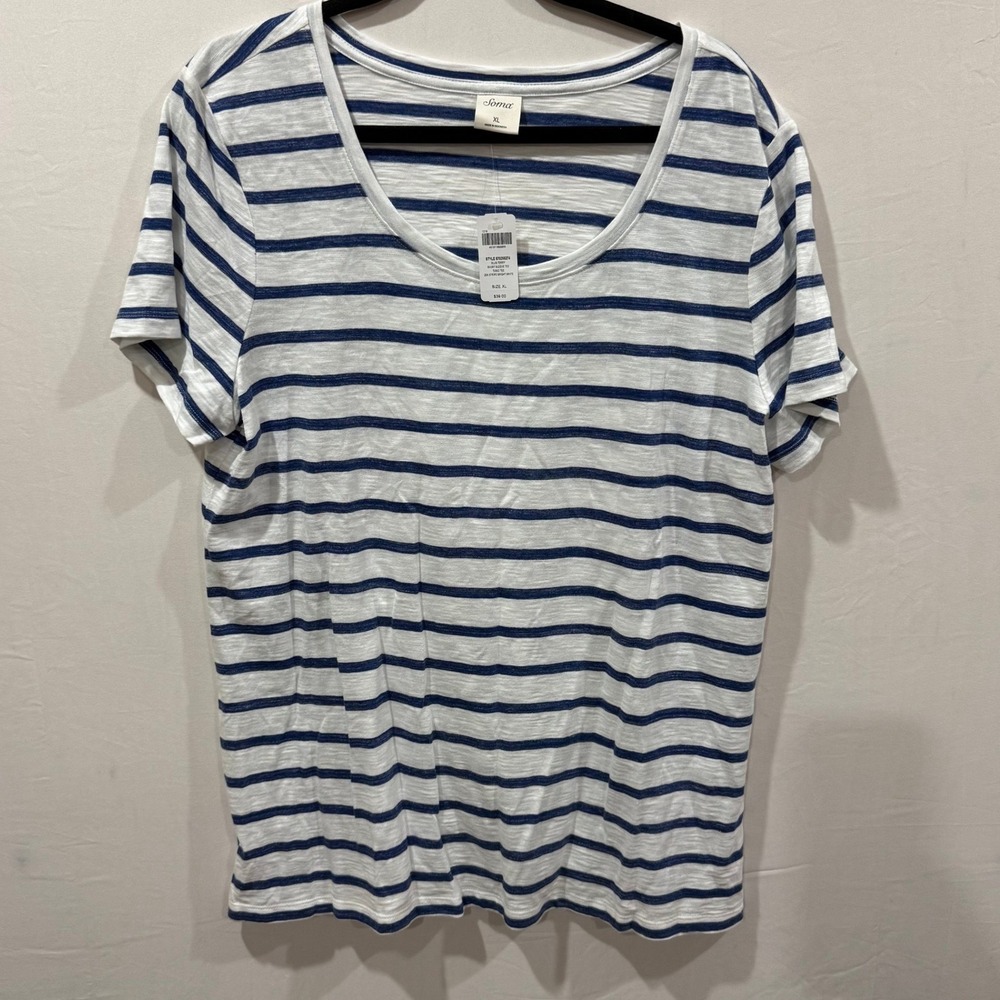 Soma‎ Women's XL Slub Terry Zen Stripe Short Sleeve Tunic Tee
